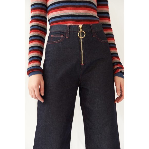 NWT M.i.h Caron High Rise Wide Leg Front Zip Jeans 25 - Picture 2 of 11